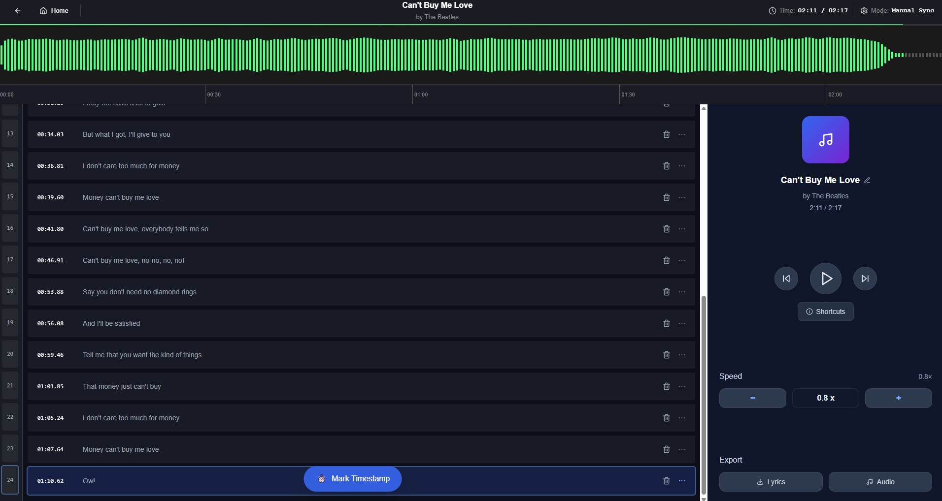QuickLRC Extract Lyrics Editor