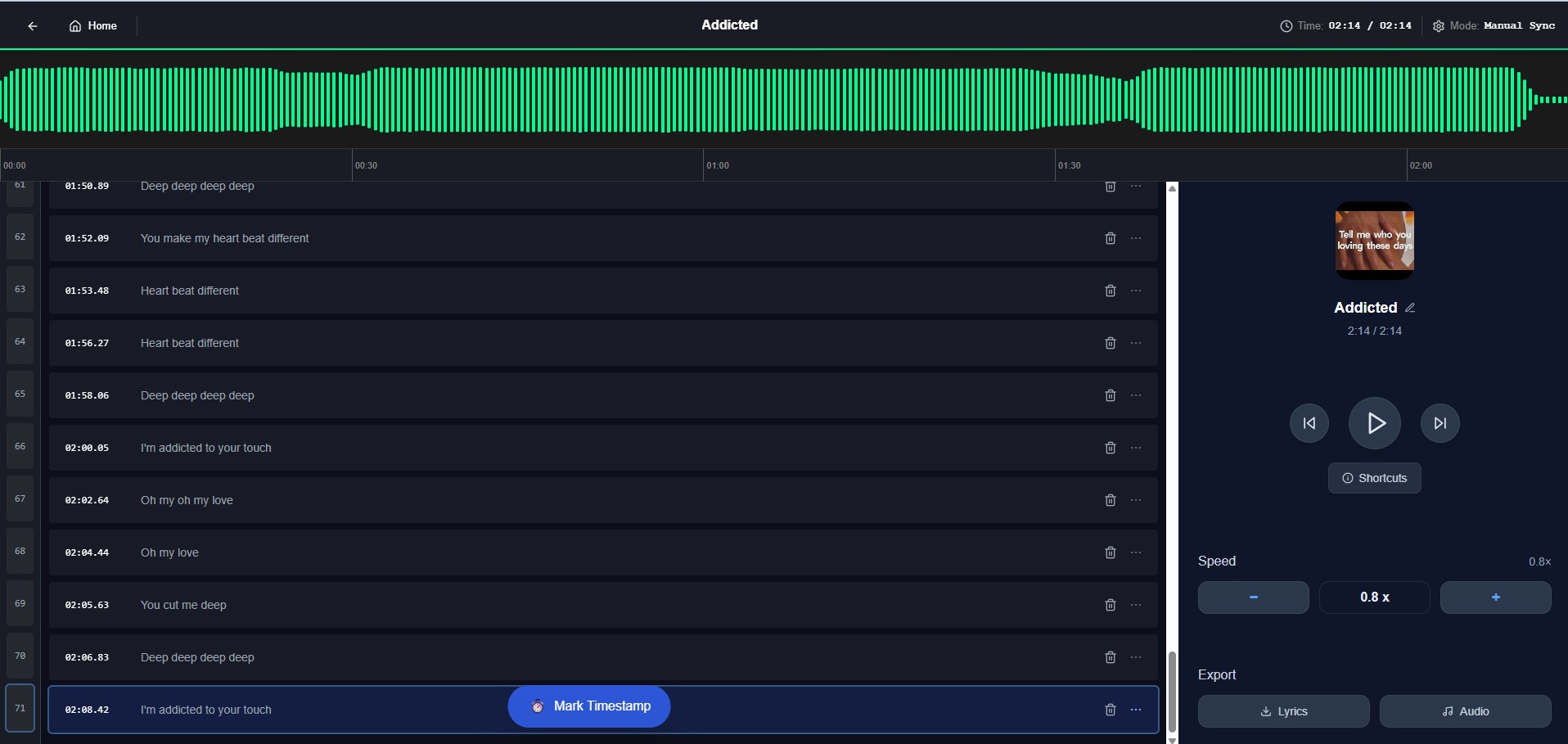 QuickLRC Lyrics Editor for Synced Lyrics